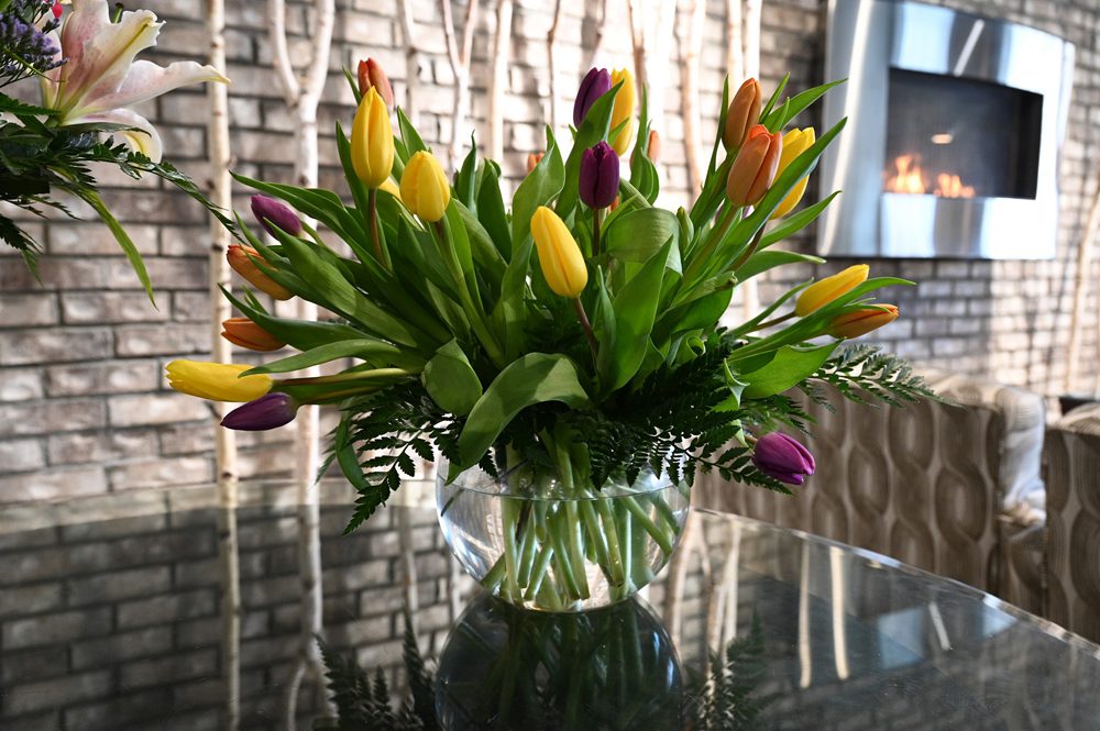 tulips in flower base tulips in flower base