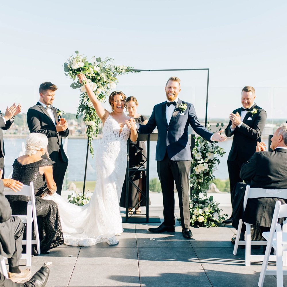 newlywed celebrating after making a vow