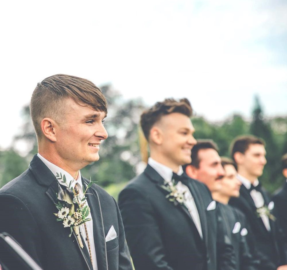 bridegroom lined up for a shot