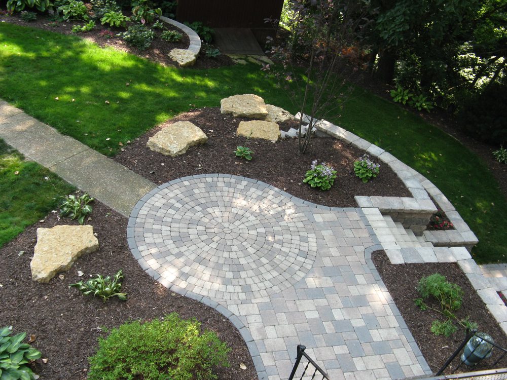 Backyard Paver Patio with Garden Accessories Backyard Paver Patio with Garden Accessories