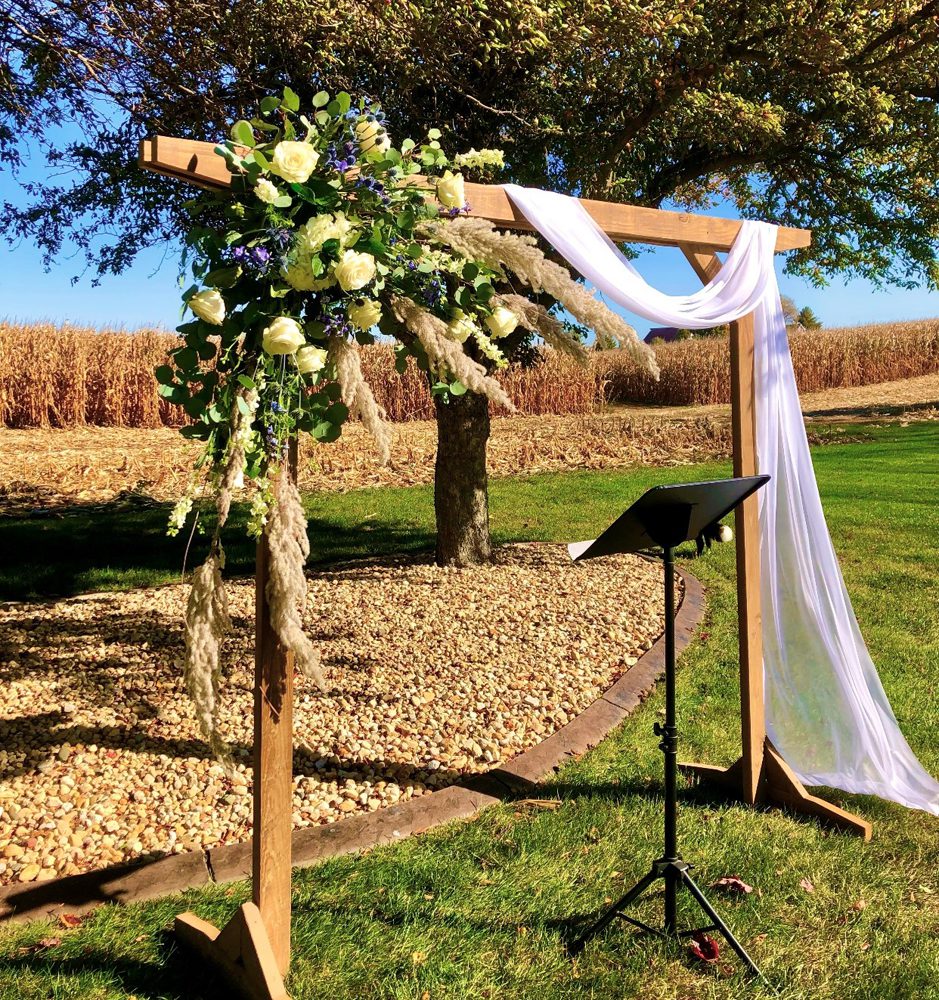 wedding ceremony stage of wooden planks
